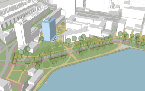 Geïllustreerd bouwplan CoolHavenCampus.