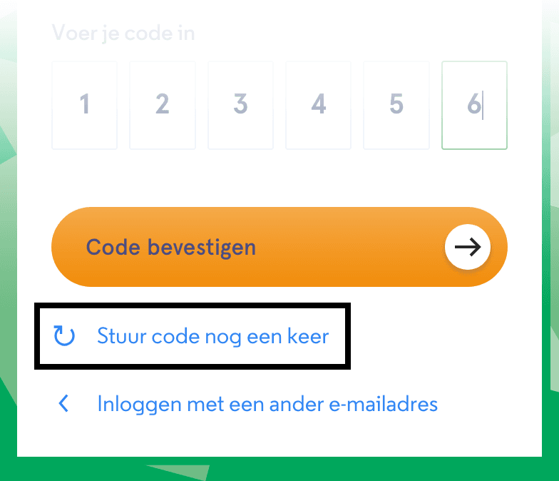 Scherm van MijnStadswonen met de optie om de code opnieuw te sturen