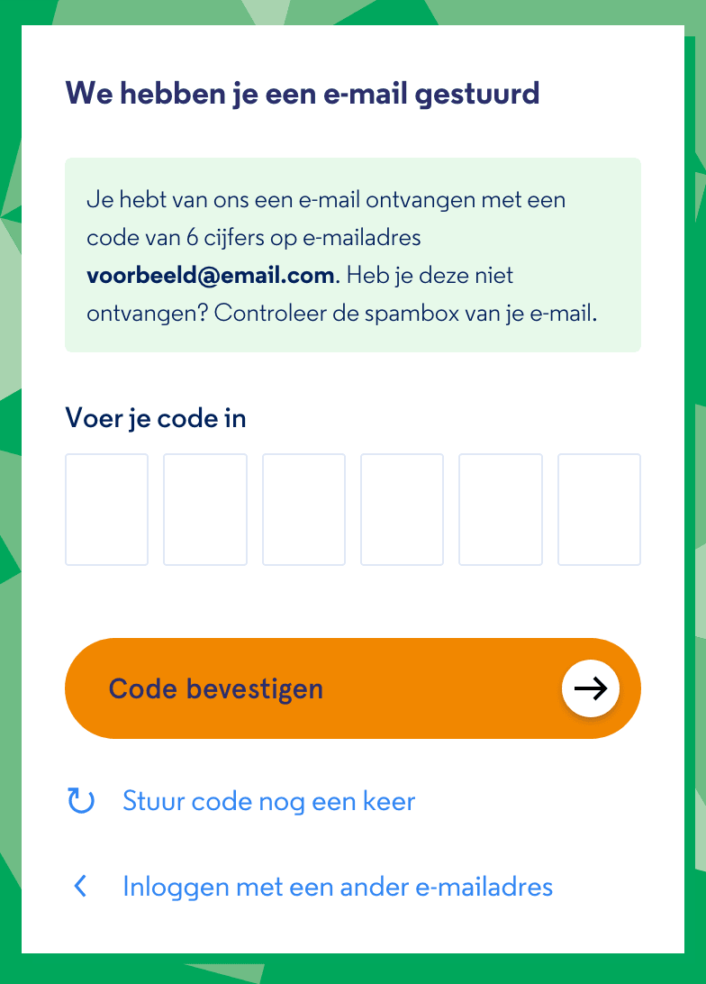 Het scherm op MijnStadswonen waar de verificatiecode ingevuld moet worden