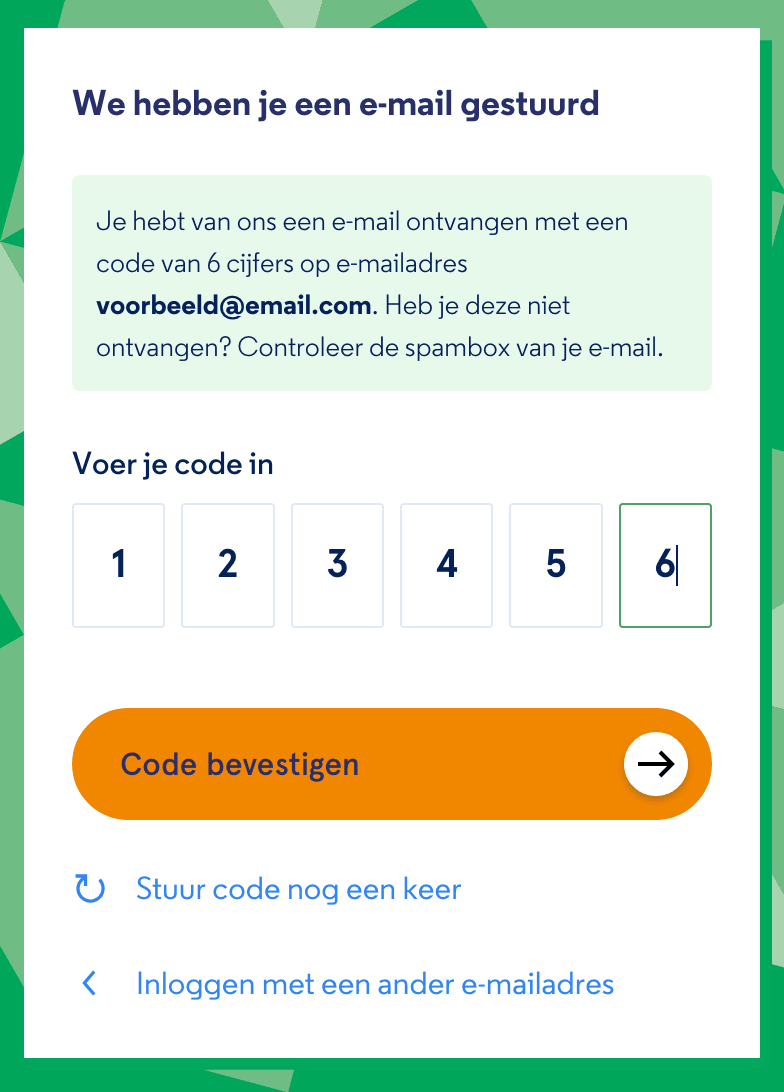 Inlogscherm MijnStadswonen waar de verificatiecode is ingevoerd